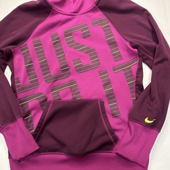 Nike Therma-Fit Hoodie Sweatshirt JUST DO IT Fleece Lined Spell Out Purple M - Picture 2 of 7